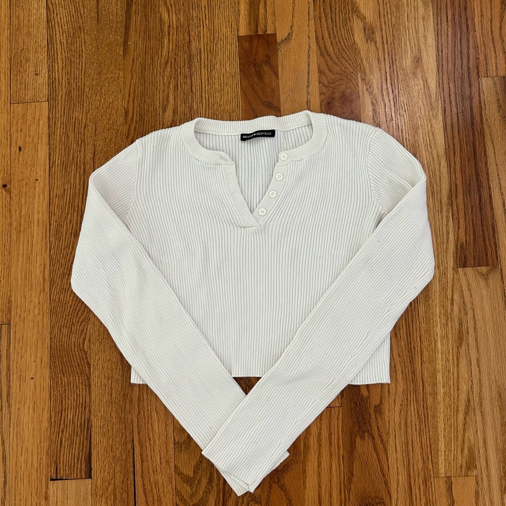 Delilah White Knit Long Sleeve Top